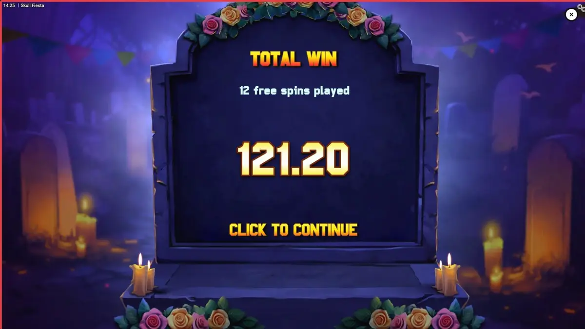 Tampilan visual slot Skull Fiesta dengan tema Day of the Dead yang meriah