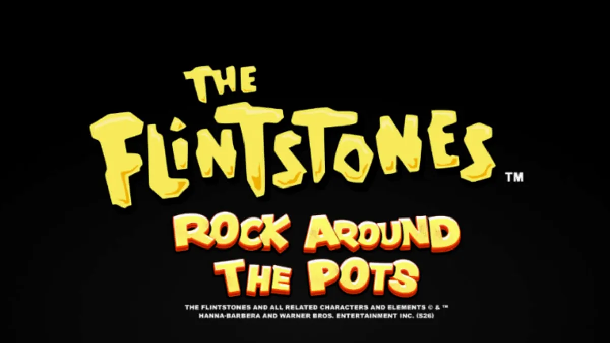 Tampilan visual slot The Flintstones: Rock Around The Pots dengan karakter ikonik di latar belakang Bedrock.